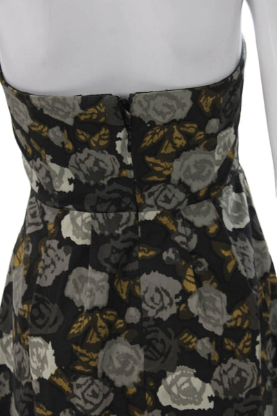 J Crew Womens A-Line Floral Cotton Square Neck Short Sleeveless Dress Zip Size 4