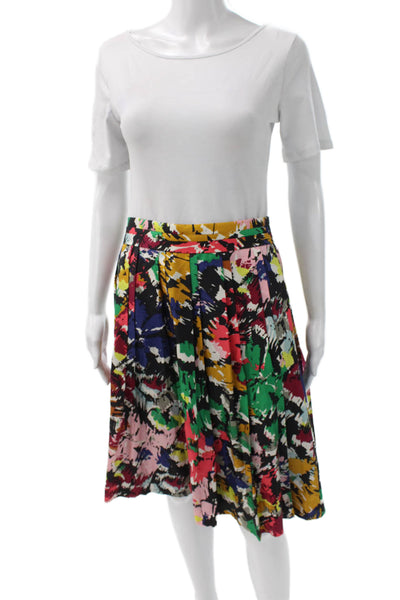 J Crew Women Pleated Multicolor Silk Geometric Skirt Zip Size 4
