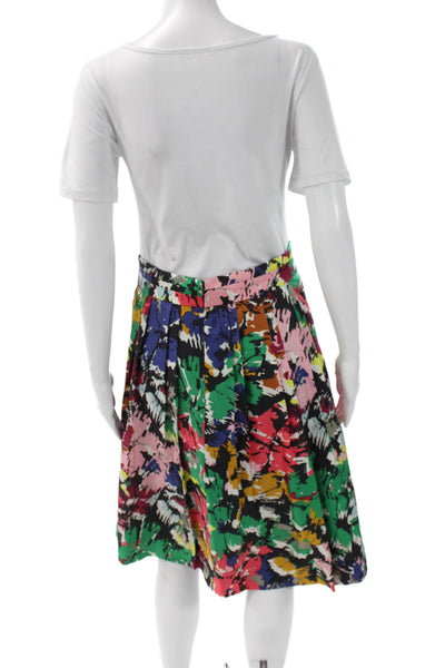 J Crew Women Pleated Multicolor Silk Geometric Skirt Zip Size 4