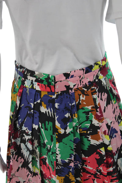 J Crew Women Pleated Multicolor Silk Geometric Skirt Zip Size 4