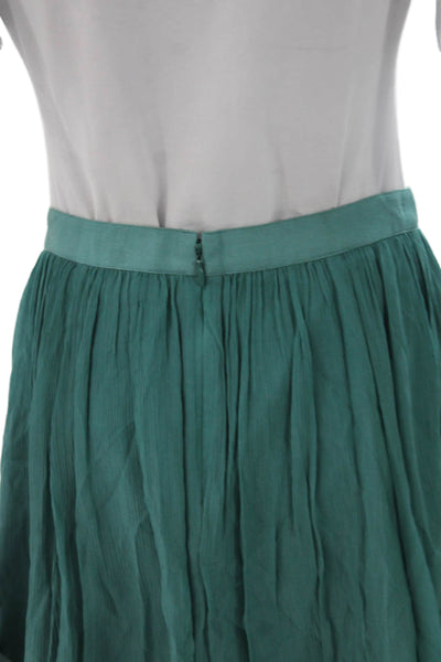 J Crew Women Green Pleated Skirt Knee Length Size 8