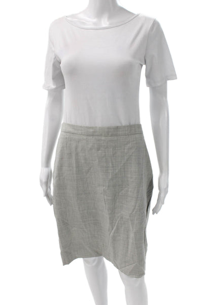 J Crew Womens Gray Wool Straight Pencil Knee Length Skirt Zip Size 6