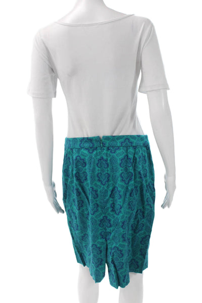 J Crew Women Straight Pencil Skirt Blue 98% Cotton Zip Knee Length Size 8