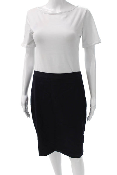 J Crew Womens Black Wool Straight Pencil Knee Length Skirt Zip Size 6