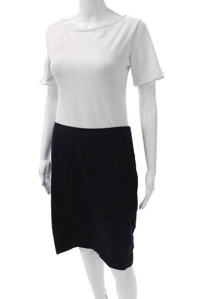J Crew Womens Black Wool Straight Pencil Knee Length Skirt Zip Size 6