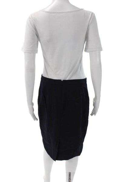 J Crew Womens Black Wool Straight Pencil Knee Length Skirt Zip Size 6