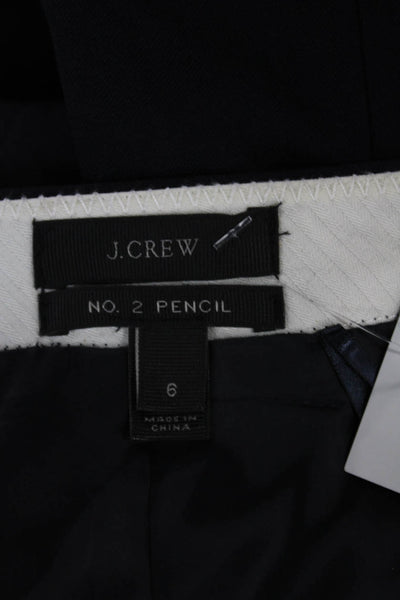 J Crew Womens Black Wool Straight Pencil Knee Length Skirt Zip Size 6
