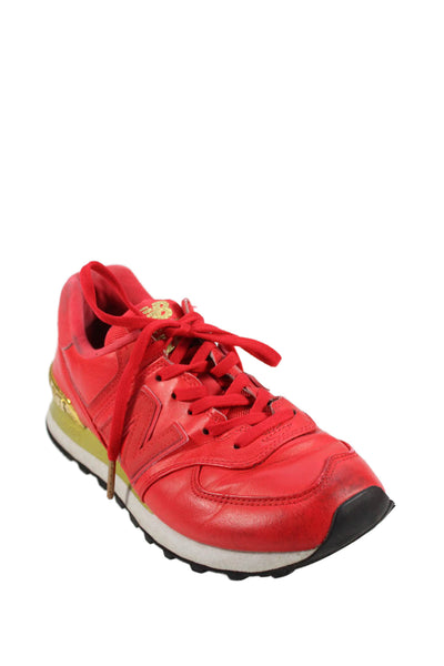 New Balance Women's Leather Round Toe Rubber Sole Trainer Sneakers Red Size 7.5