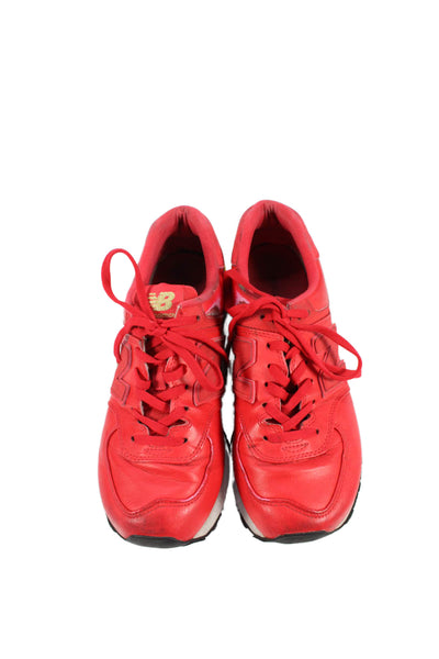 New Balance Women's Leather Round Toe Rubber Sole Trainer Sneakers Red Size 7.5