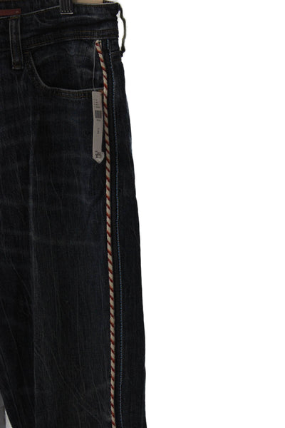 Anthropologie Womens Straight Jeans Blue Cotton Mid Rise Button Fly Size 28