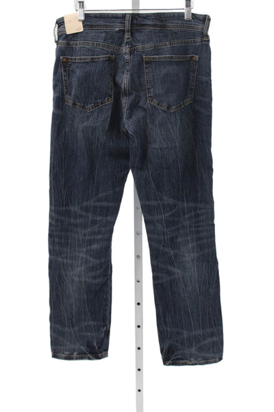 Anthropologie Womens Straight Jeans Blue Cotton Mid Rise Button Fly Size 28
