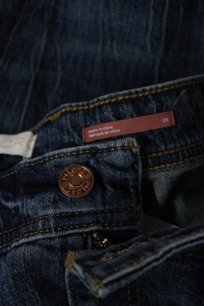 Anthropologie Womens Straight Jeans Blue Cotton Mid Rise Button Fly Size 28