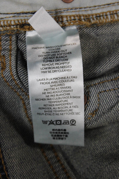 Anthropologie Womens Straight Jeans Blue Cotton Mid Rise Button Fly Size 28