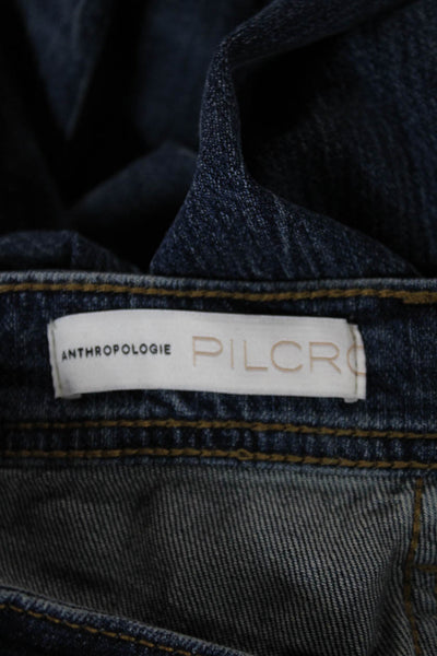 Anthropologie Womens Straight Jeans Blue Cotton Mid Rise Button Fly Size 28