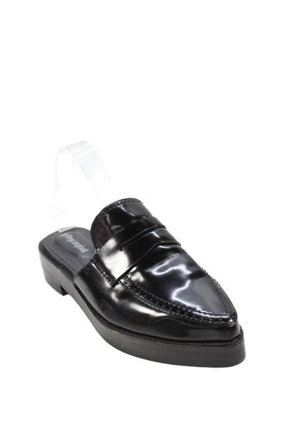Jeffrey Campbell Women's Pointed Toe Patent Leather Mules Sandals Black Size 7.5