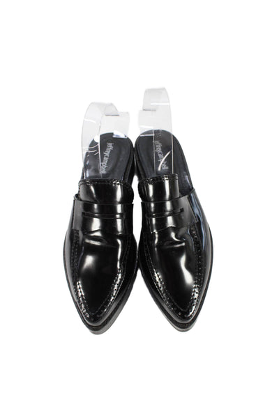 Jeffrey Campbell Women's Pointed Toe Patent Leather Mules Sandals Black Size 7.5