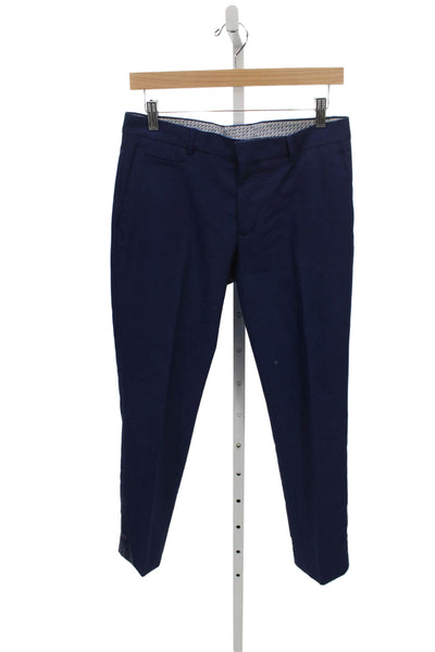 Zara Man Mens Dress Pants Blue Polyester Button Skull Size 30