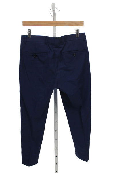 Zara Man Mens Dress Pants Blue Polyester Button Skull Size 30