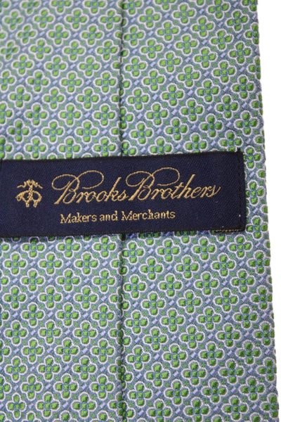 Brooks Brothers Mens Silk Geometric Print Classic Neck Tie Green Size OS