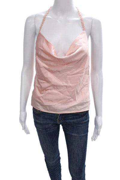 Cami NYC Women Camisole Silk Cowl Neck Pink Sleeveless Petites Size 2XS