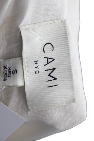 Cami NYC Women Silk Ivory Button Round Neck Long Sleeve Blouse Size S Petite