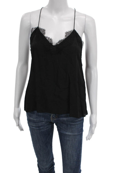 Cami NYC Womens Silk V-Neck Tank Black Size S