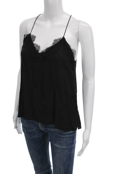 Cami NYC Womens Silk V-Neck Tank Black Size S
