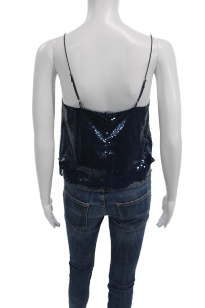 Cami NYC Women Camisole Sleeveless Square Neck Blue Zip Polyester Size S