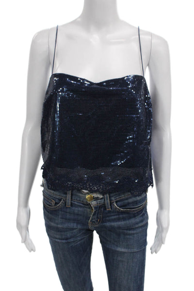 Cami NYC Womens Camisole Blue Square Neck Polyester Zip Sleeveless Size XS