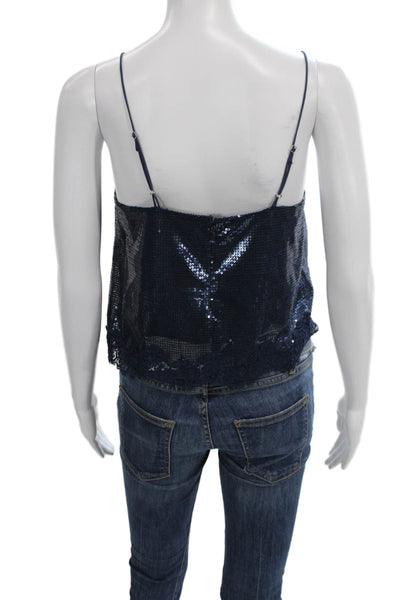 Cami NYC Womens Camisole Blue Square Neck Polyester Zip Sleeveless Size XS