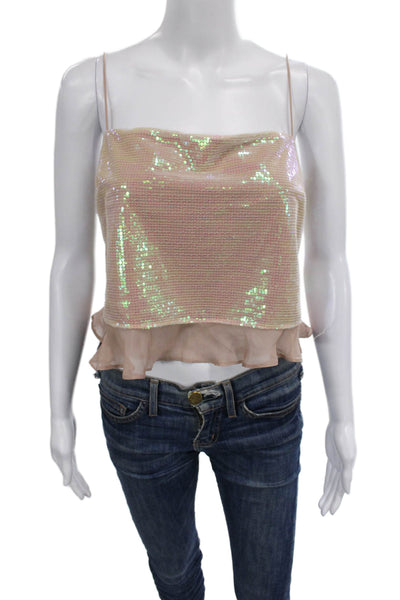 Cami NYC Womens Tank Square Neck Sleeveless Pink Polyester Solid Size XS