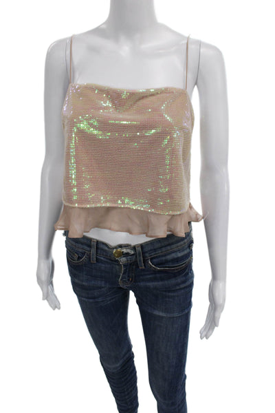 Cami NYC Womens Tank Square Neck Sleeveless Pink Polyester Solid Size XS