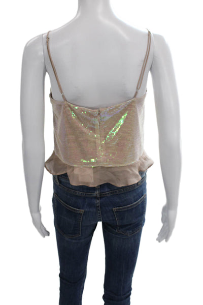 Cami NYC Womens Tank Square Neck Sleeveless Pink Polyester Solid Size XS