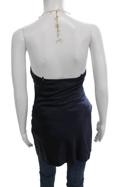 Cami NYC Women Blue Silk Halter Sleeveless Camisole Hook & Eye Size 2XS