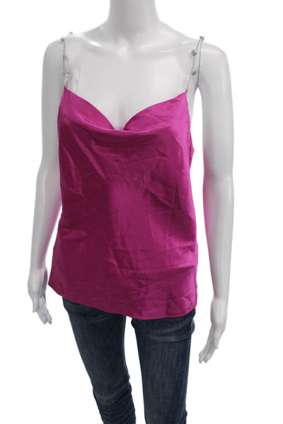 Cami NYC Women Purple Silk Cowl Neck Camisole Sleeveless Solid Size S