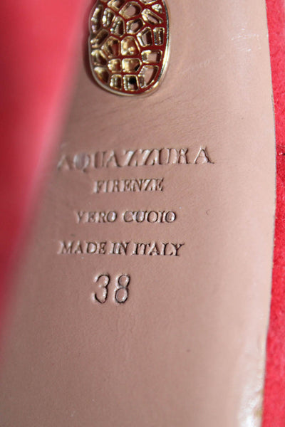 Aquazzura Womens Suede Tasseled Platform Heels Red Size 8