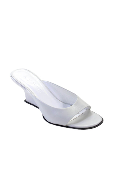 By Far Womens Leather Open Toe Wedges White Size 8