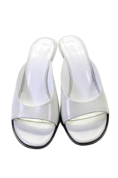 By Far Womens Leather Open Toe Wedges White Size 8