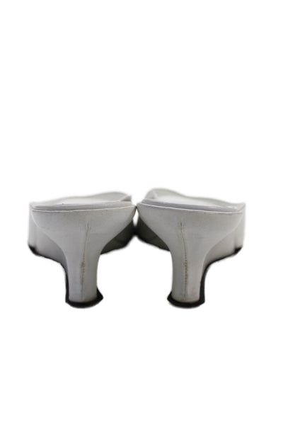 By Far Womens Leather Open Toe Wedges White Size 8
