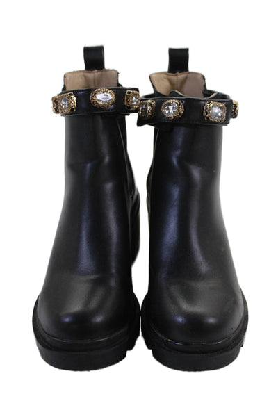 Steve Madden Womens Chunky Rhinestoned Detail Boots Black Size 7.5