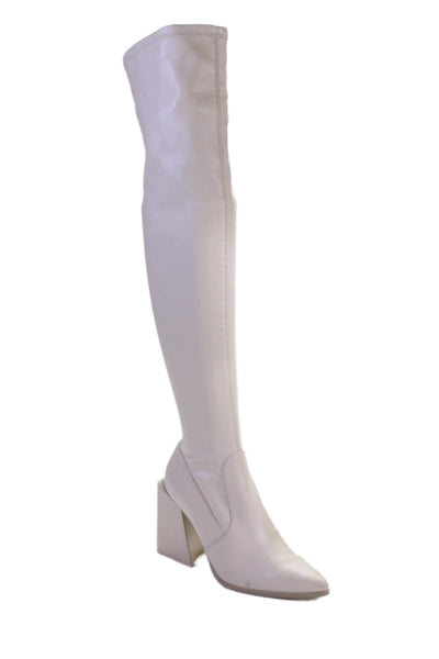 Steve Madden Womens Pointed Toe Knee High Boots Beige Size 8