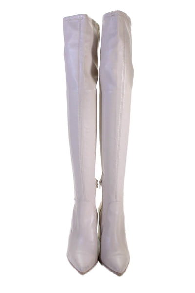 Steve Madden Womens Pointed Toe Knee High Boots Beige Size 8