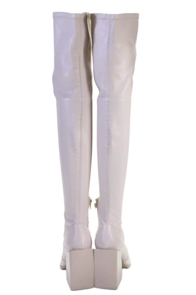 Steve Madden Womens Pointed Toe Knee High Boots Beige Size 8