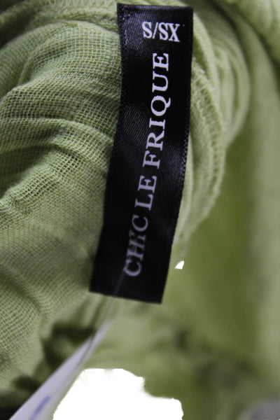 Chic Le Frique Womens Maxi Dress Green One Shoulder Rayon Tie Size 2XS