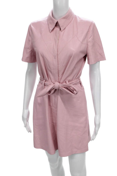 Nanushka Womens Shirt Dress Pink Collared Button Short Sleeve Polyester Size S