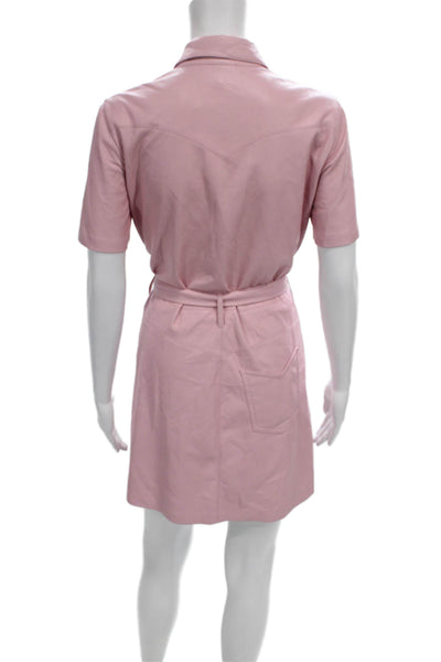 Nanushka Womens Shirt Dress Pink Collared Button Short Sleeve Polyester Size S