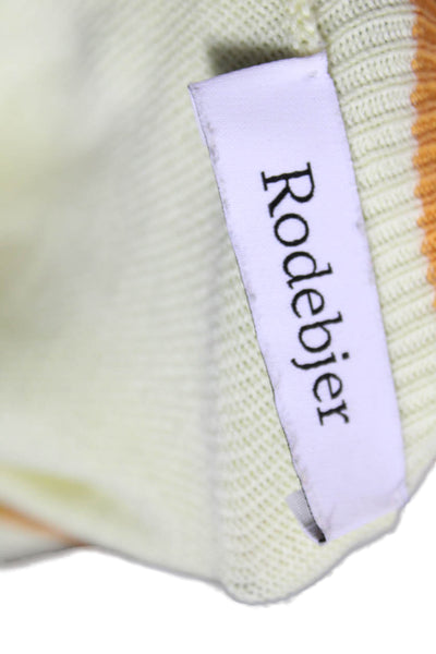 Rodebjer Women Cropped T-Shirt Yellow Striped Cotton Short Sleeve Size S