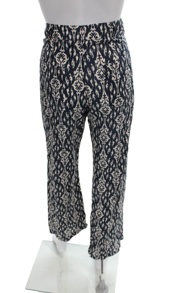 Zara Womens Blue Geometric Cotton Pull On Pants Size XS