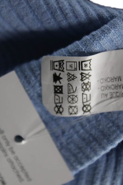 Zara Women Tunic T Shirt Blue Cotton Blend Round Neck Short Sleeve Size S