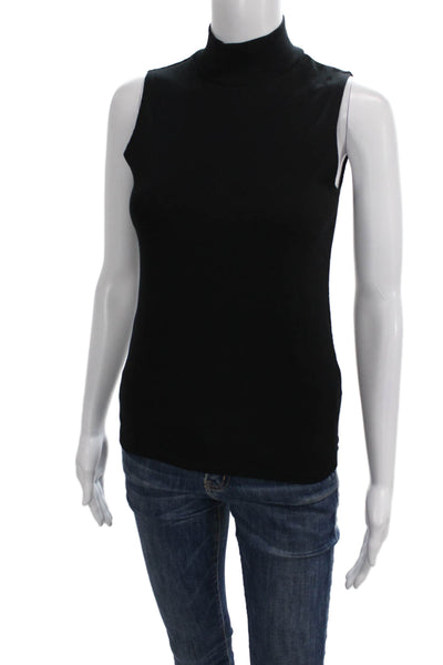 J Crew Women Basic Black Cotton Mock Neck Sleeveless Tank Size XS